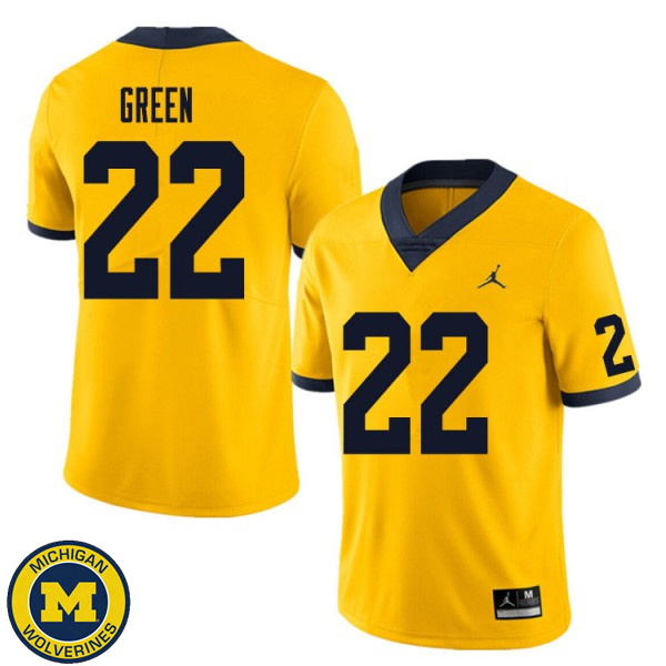 Mens Michigan Wolverines #22 Gemon Green Yellow College Game Jersey